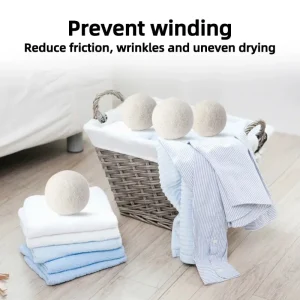 "6pcs Eco-Friendly Wool Dryer Balls - Natural Fabric Softener, Reduce Static & Shorten Drying Time- Chemical-Free"