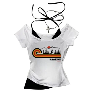 Hawkins Demogorgon White Short Sleeve Vintage Basic Tees Ladies Clothes Grunge Graphic Top Casual T Shirt Women