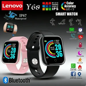 Lenovo Y68 Smart Watch Color Screen Step Counting Multi Sports Mode Message Reminder Photography Music Remote Control Smart Band