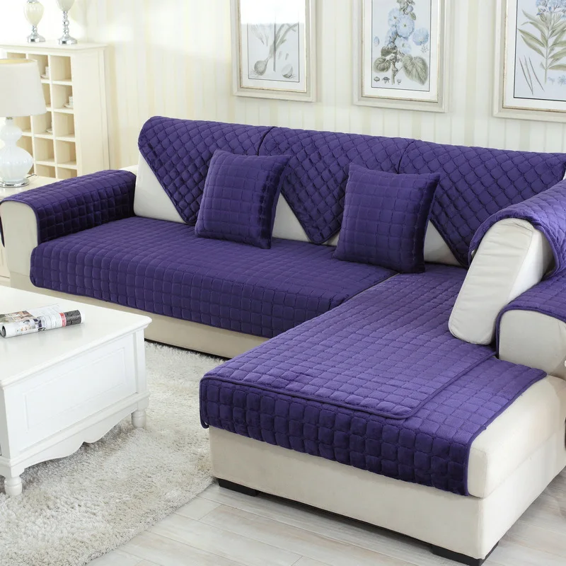 Flannel Sofa Cushion General Non-Slip Thickened Warm Living Room Sofa Backrest Cover Plush Plaid Seat Cushion Sofa Armrest Towel - الصورة 7