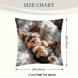 Cute Yorkie Puppy Printed Pillowcase for Comfy Decor Sofa Cushion Cover, Home Room Dormitory Decoration, 2D Printing