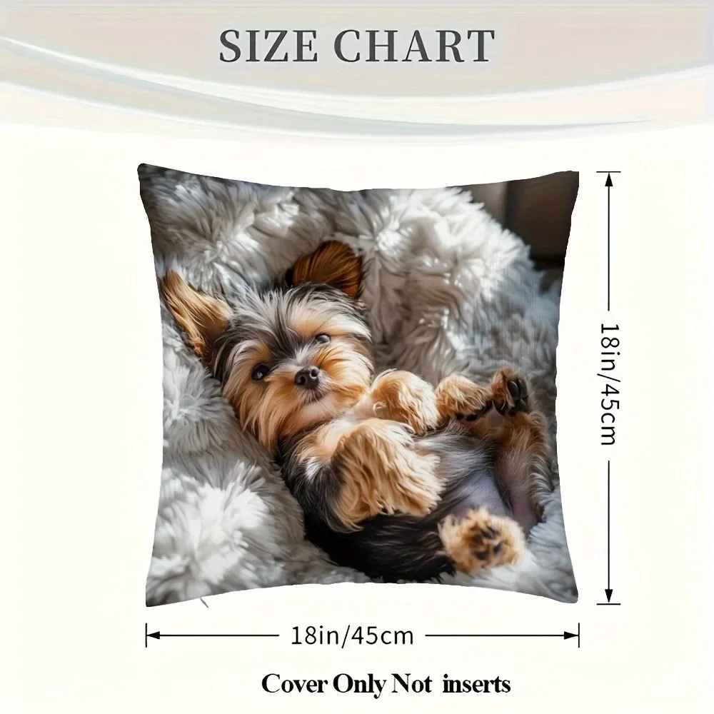 Cute Yorkie Puppy Printed Pillowcase for Comfy Decor Sofa Cushion Cover, Home Room Dormitory Decoration, 2D Printing - الصورة 5