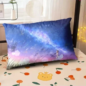 Starry Sky Sunset Sea Pillow, 2D Night Scene Pillow Core and Case Set, Aesthetic Pillow for Student Dormitory