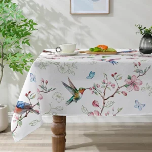 Spring Birds Floral Waterproof Tablecloth Wedding Party Decor Farmhouse Summer Kitchen Dining Rectangle Table Cloths Table Decor