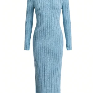 Spring and summer 2024 new style knitted slim lapel long sleeve dress pit strip solid color tight skirt