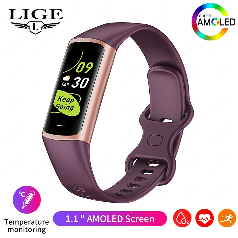 LIGE New Fashion Smartwatch Men Women Temperature Blood Oxygen Monitoring Bracelet Sports Waterproof Smart Watch For Man Laides - Image 10