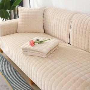 Flannel Sofa Cushion General Non-Slip Thickened Warm Living Room Sofa Backrest Cover Plush Plaid Seat Cushion Sofa Armrest Towel