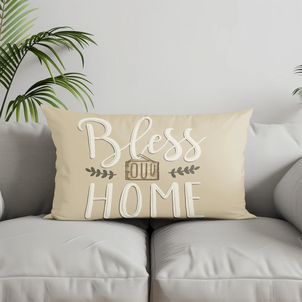 Home Decor Home Sweet Home Throw Pillow Suitable For Sofa Bedroom Car Pillow Cover Cushion Rectangular Back Cushion - الصورة 5