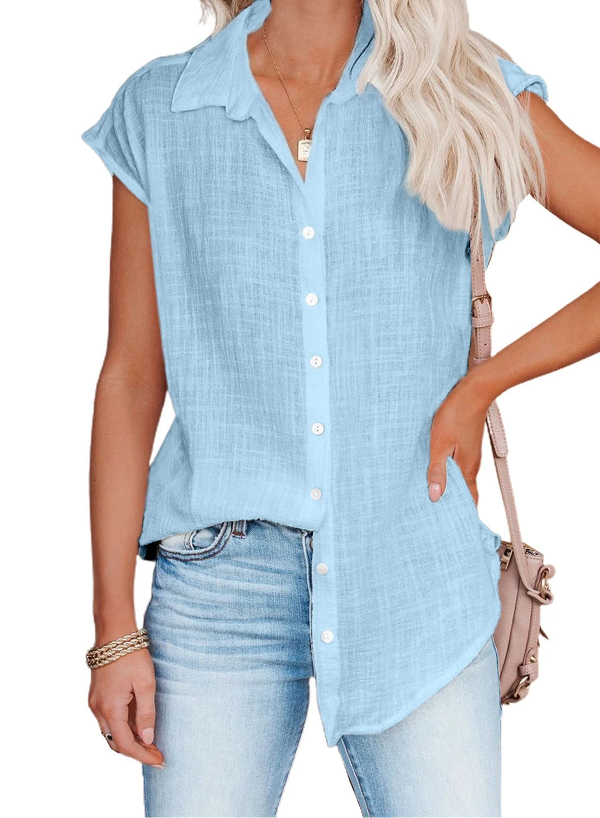 Summer Solid Cotton Linen Shirt Women's Clothing Casual Short Sleeve Tops Tee Ladies T-Shirts Blusas Thin Loose T Shirt Woman - Image 27