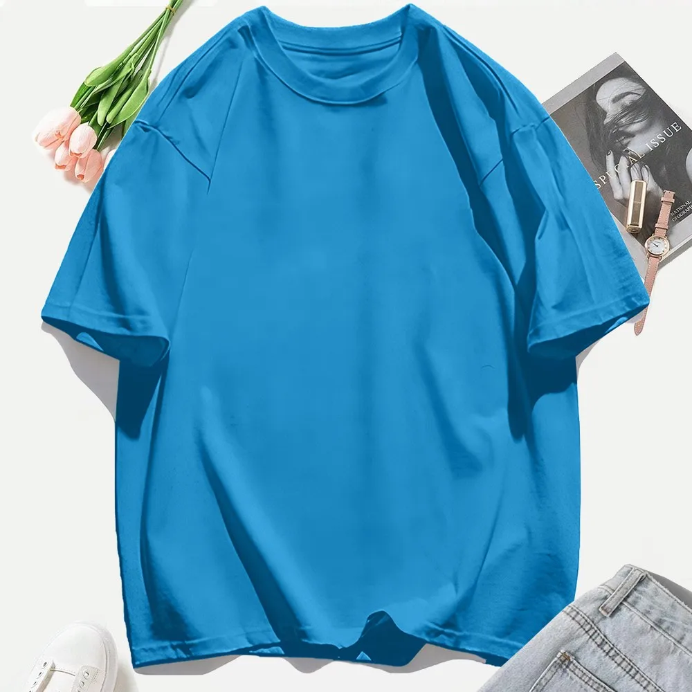 Y2K Woman 100% Cotton T Shirts Solid Color Casual T-Shirt O-Neck Summer Tops For Women Fashion Oversized Female Sportswear - Image 9