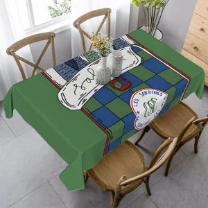 Bohemian Sardine Pattern Tablecloth, Polyester Table Cover with Colorful Fish Design Table Runner Modern Home Decor Accessory