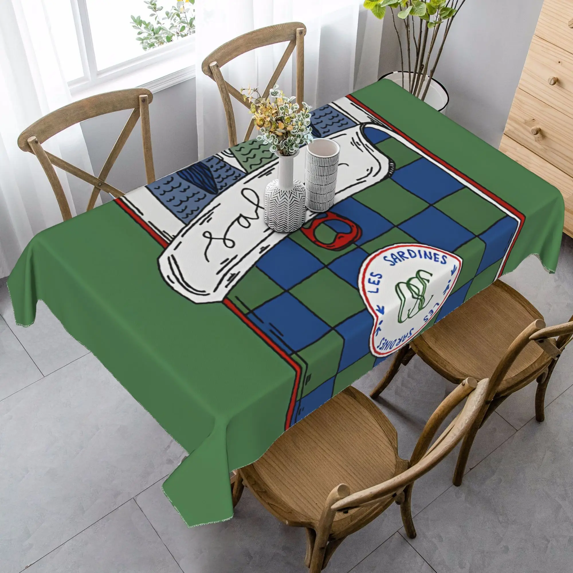Bohemian Sardine Pattern Tablecloth, Polyester Table Cover with Colorful Fish Design Table Runner Modern Home Decor Accessory - Image 8