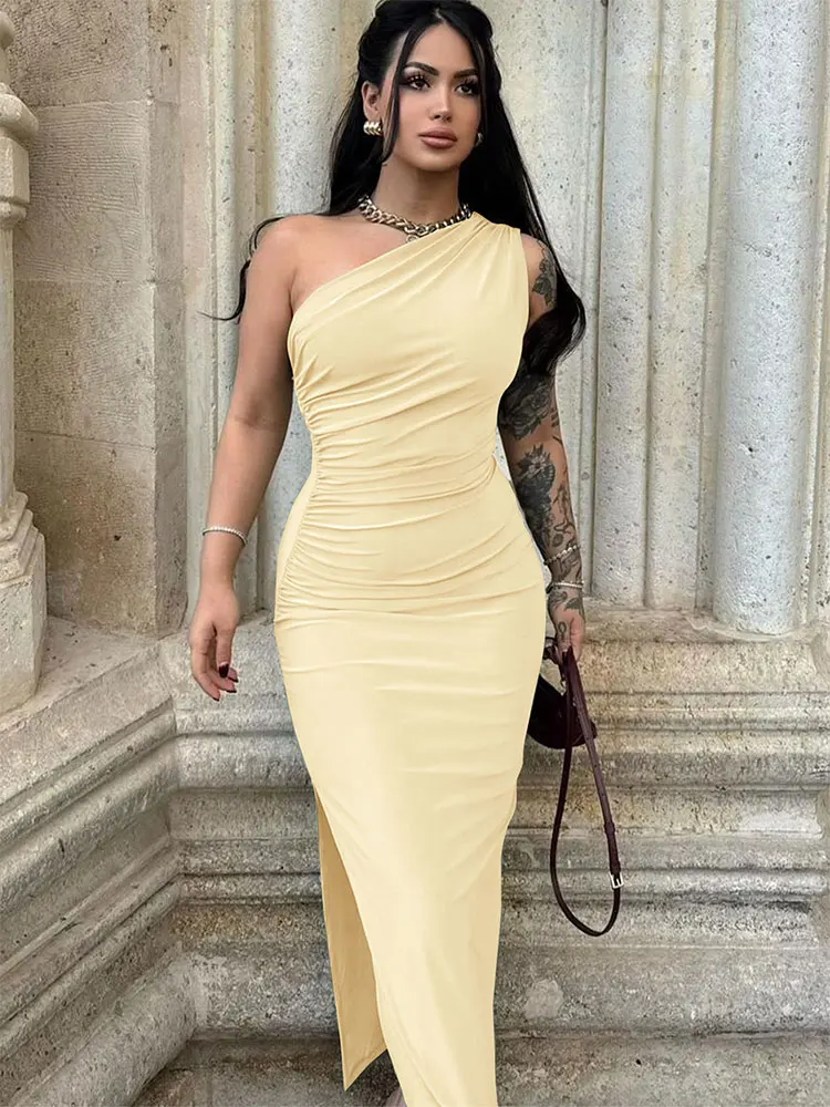 Women Maxi Dresses Sexy Split Black Sleeveless Backless Slim Dress Summer Female Fashion Off Shoulder Club Elegant Party Dresses - الصورة 6
