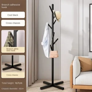 Clothes and Hats Rack Floor To Floor Bedroom Coat Hook Bedroom Vertical Tree Branch Shape Holder Hat Scarf Handbag Storage Hange