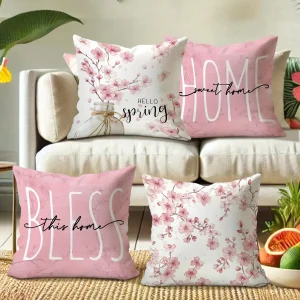 Cherry Blossom Joy pillow cover: embrace spring, pray for home, sofa and chair cushion cover, bedroom room decoration