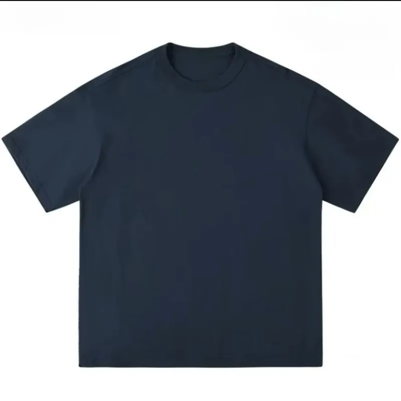 300g Thick Combed Cotton Round Neck T-shirt, Solid Color Loose Fit Simple and Casual Basic Style Suitable for Both Men and Women - Image 3
