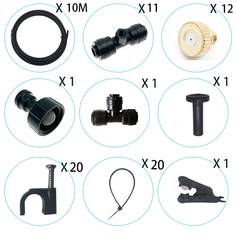 DIY Outdoor Nebulizer Garden Sprayer Misting Cooling System 33FT Misting Line12 Brass Mist Nozzles For Patio Terrace Greenhouse - الصورة 2