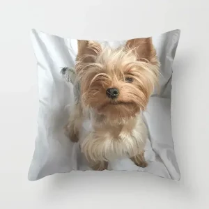 Cute Dog Print Pillowcase Bedroom Sofa Waist Cushion Cover Yorkshire Bichon Yorkshire Decoration Car Decorative Cushion