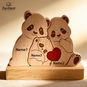 Personalized Wooden Bear Puzzle Home Decor Custom Name Accommodates 2-5 Names Rustic Style Wooden Bear Mother's Day Gift