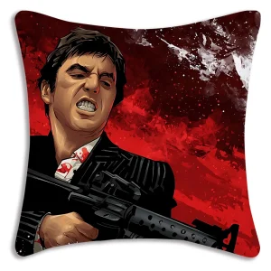 Hot Classic Movie Scarfaces Pillow Covers Cartoon Sofa Decorative Home Double-sided Printing Short Plush Cute Cushion Cover