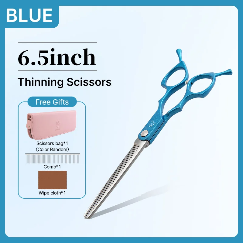 Fenice 6.5 Inch Colorful Straight Curved Thinning Chunker Shears Beginner Friendly Scissors Kit for Practice &Home Groomer Us - الصورة 14