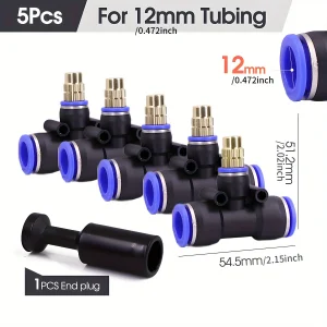 Brass Misting Nozzle with Tee Adapter Adjustable Atomizer Sprayer Outdoor Garden Irrigation Watering 6/8/10/12/14/16mm PE Tubing
