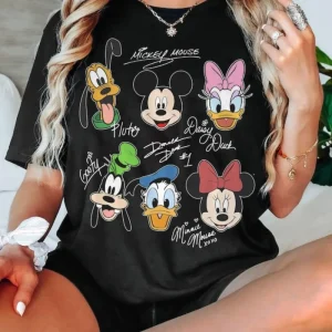Summer New Women's Plus Size T-shirt Casual Loose Short Sleeved Printed with Mickey Duck Donald Duck and Disney Cartoon Patterns