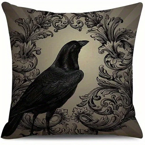 Home Decor Gothic Patterns: Raven, Skulls & Blood Splashes Pattern Cushion Cover Suitable for Sofa Bedroom Car Pillow Cover - Image 9