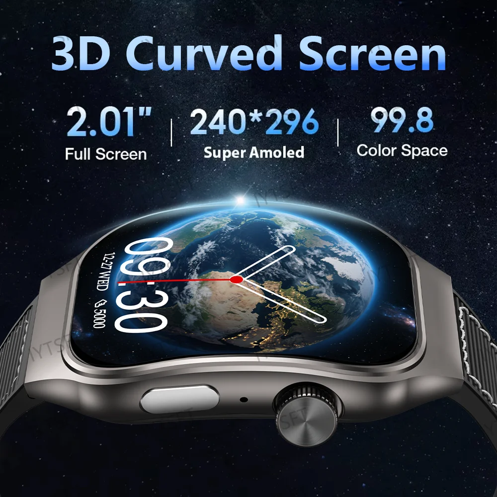 LAXASFIT 2.01 Inch Curved Screen Men's Smart Watch Bluetooth 5.3 HD Call Multiple Sports Modes Woman Smart Watch Holiday gifts