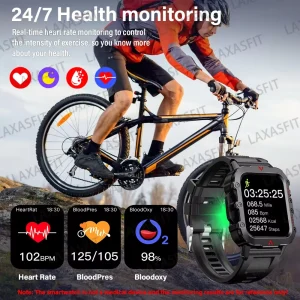 LAXASFIT 2026 Outdoor Sports Smart Watch Men's & Women's Fitness Tracker Heart Rate Monitor with LED Flashlight Smartwatch