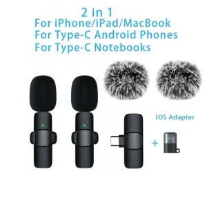 Wireless Lavalier Lapel Microphone for iPhone, iPad, Mini Video Recording Mic for Interview Video Podcast Vlog Noise Reduction