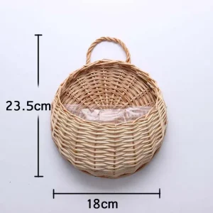 Hand Made Wicker Rattan Flower Planter Wall Hanging Wicker Rattam Basket Garden Vine Pot Plants Holder Garden Pots Wall Planter