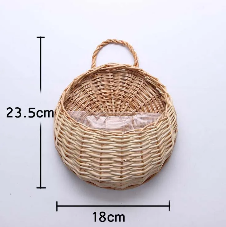 Hand Made Wicker Rattan Flower Planter Wall Hanging Wicker Rattam Basket Garden Vine Pot Plants Holder Garden Pots Wall Planter - الصورة 20