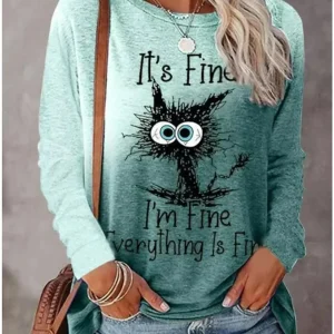 Fashion Women's Long sleeve Casual O-neck Cute Cat Sweatshirts Tops 3D Print Clothes Animal Pullovers Kawaii Girl Clothing Tops