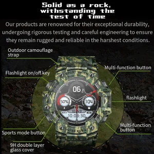 2026 New Military Outdoor Smart Watch Men 100+Sports Fitness Compass Heart Rate Bluetooth Call IP68 Waterproof Rugged Smartwatch