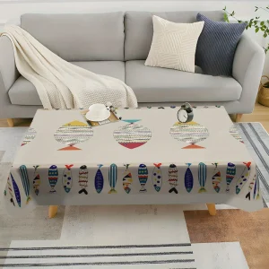 Colorful Fish Pattern Decorative Print Rectangular Tablecloth Suitable for Dining Coffee Table Use Party Decoration Tablecloth