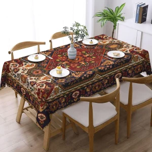 Persian Style Rectangle Tablecloth Holiday Party Decor Reusable Boho Geometric Printed Table Cloths Kitchen Dining Table Decor