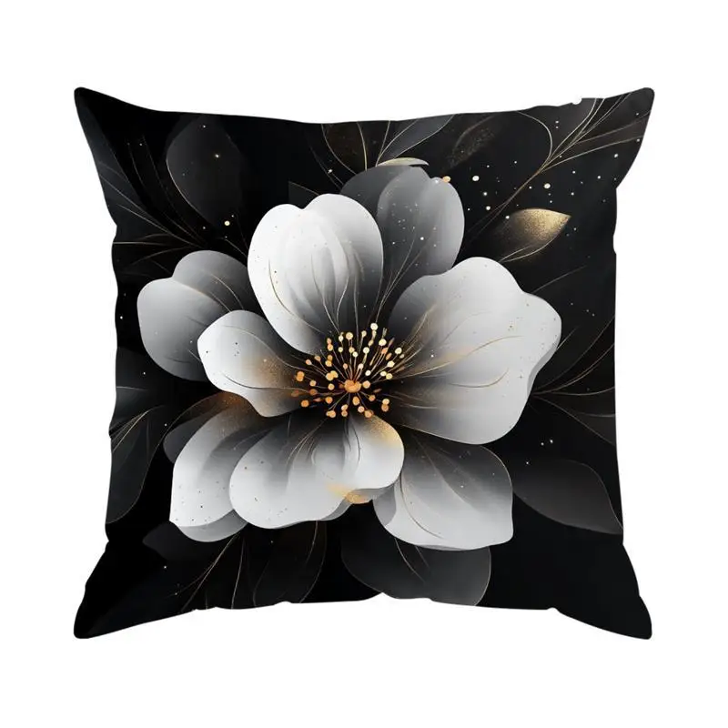 Home Decor Black & White Floral Patterned Cushion Covers Pattern Cushion Cover Suitable for Sofa Bedroom Car Pillow Cover - الصورة 7
