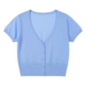 Outerwear Jerseys Summer Cardigan Women Cropped Blouses Korean Fashion Style Cute V-neck Women's Coat Black Bolero Woman Basic