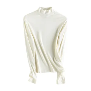SuyaDream, Women Bottoming T Shirt, 28%Wool 37%Cotton, Long Sleeves, Solid Basic Thermal Shirt, 2025 Autumn Winter Top