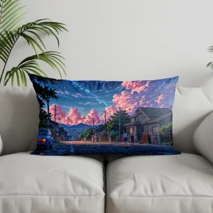 Home Decor Cherry Blossom Coastal Path Pillow Suitable For Sofa Bedroom Car Pillow Cover Cushion Rectangular Back Cushion