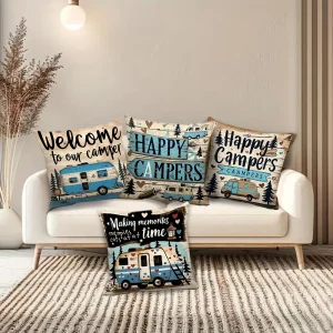 Campers' Paradise: Unique Decorative Pillow Covers with RV and Nature Designs Sofa cushion cover home room decoration