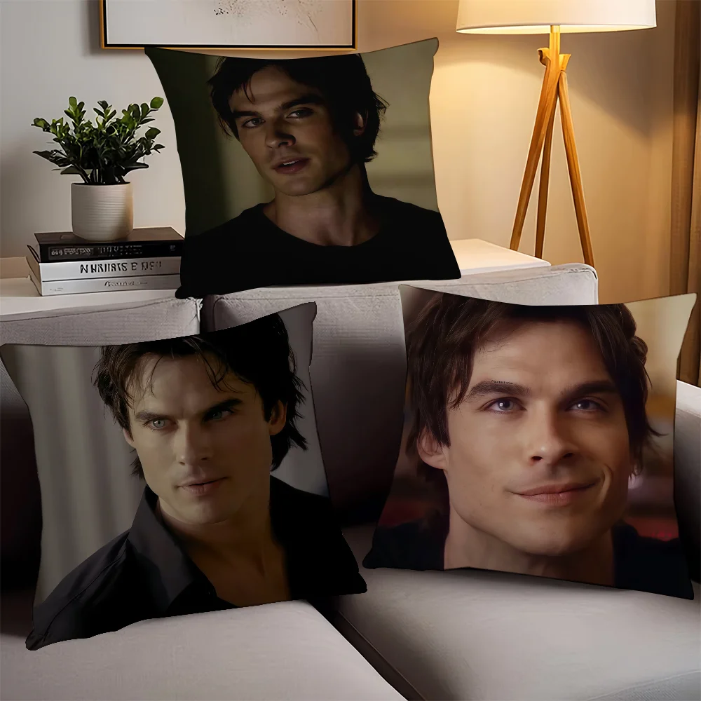 Vampire Diaries Starring D-Damon S-Salvatore Pillow Case Office Cushions Suitable For Sofa Car Bedroom Decorative Cushion Cover - الصورة 2