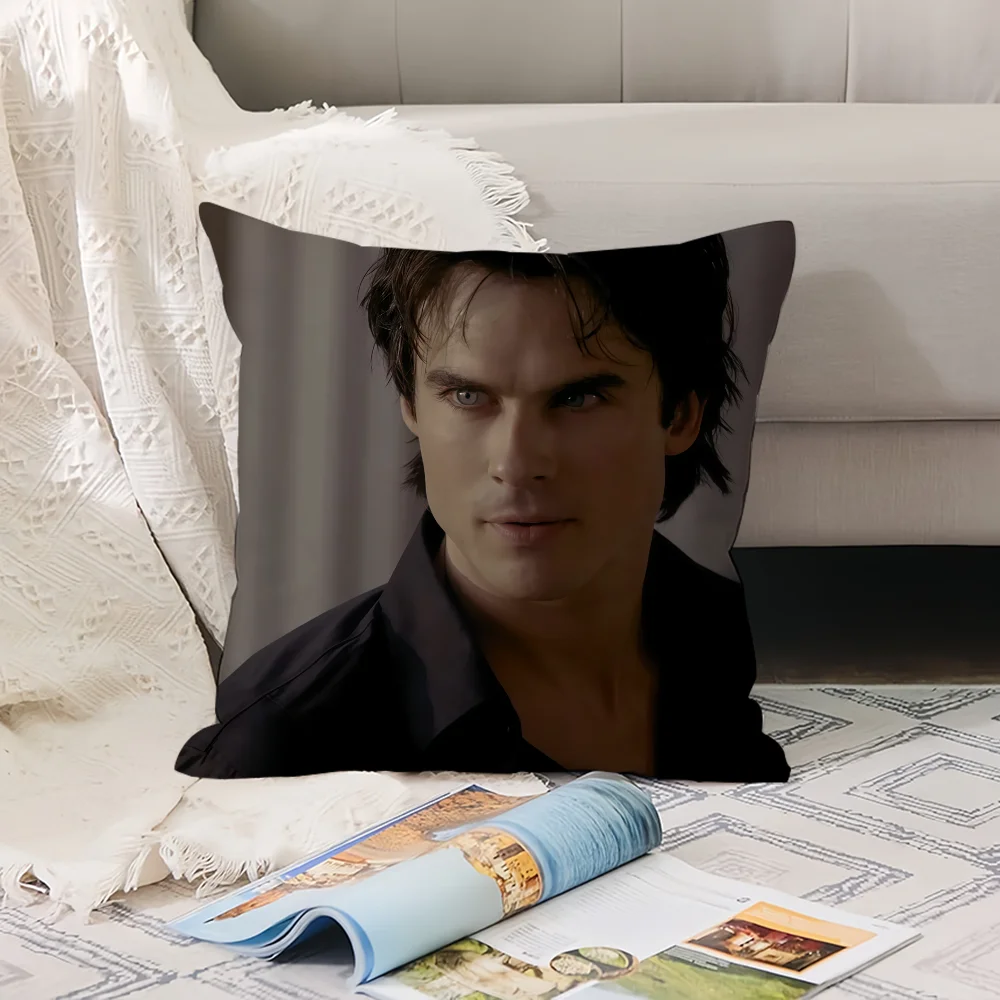 Vampire Diaries Starring D-Damon S-Salvatore Pillow Case Office Cushions Suitable For Sofa Car Bedroom Decorative Cushion Cover - الصورة 6