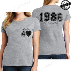 Short Sleeve T-Shirts for Women 40th Birthday Regular Sportswear Vintage 1986 40 Bday Women's Stretch Polyester Casual Creative