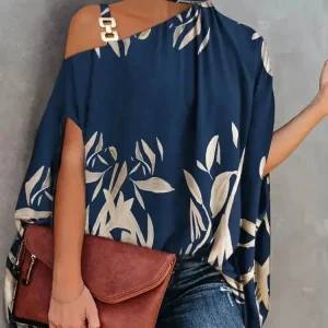 Casual Loose Women's Blouse Fashion Batwing Sleeve Print O-neck Shirts Top 2024 Spring Summer Office Lady Blouses Elegant Tops