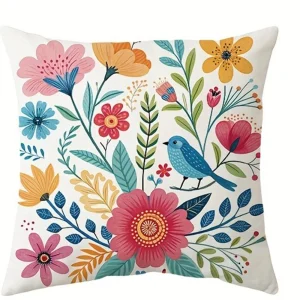Colorful Floral - Bird Cheerful Pillow CoversLiving room sofa cushion cover, soft and comfortable, bedroom room decoration