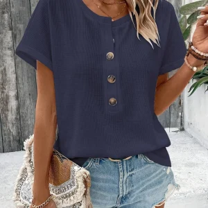 Europe and America large solid color short sleeve T-shirt women summer new loose V-neck casual all-matching three-point sleeve b