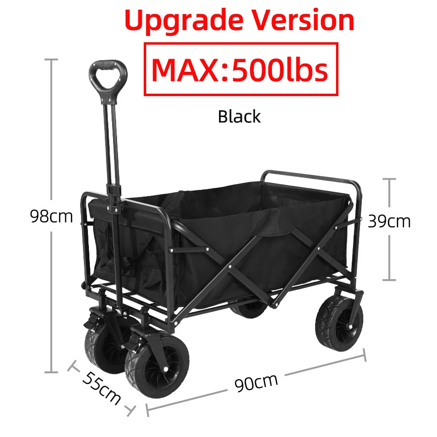 Large Weight Capacity Heavy Duty Wagon Cart Folding Wagon for Outdoor Garden Beach wagon Camping Equipment with Cup Holders - الصورة 12