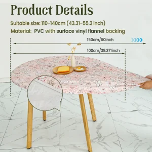 Elastic Round Table Cover Fitted Vinyl Waterproof Tablecloth Reusable Flower Dining Table Cloth For Home Table Protector Decor